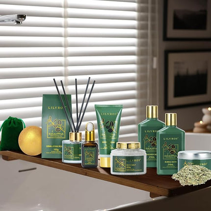 Valentines Day Gifts Basket for Women and Men- 15-Piece Premium Eucalyptus Bath Gift Set - Spa Kit, Ideal for Birthday, Mothers Day, Father’s Day, Christmas, Perfect for Holidays Self Care