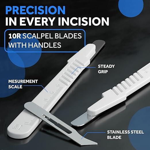 Disposable 10r Blades Dermaplaning Scalpels - Pack of 10 Dermaplane Razors for Women Face, Scalpel Blades, Sterile