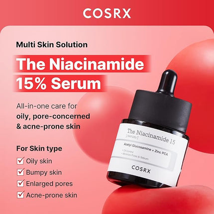 COSRX 15% Niacinamide Face Serum, 0.67 fl oz, Pore Minimizer Serum for Face, Even Skin Tone, Korean Skin Care