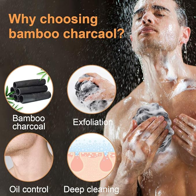 Loofah Bath Sponge, Novosun Soft Shower Sponge Set Extra Large Mesh Pouf Scrubber for Men and Women Exfoliate,Wash Sponge,Cleanse,Soothe Skin Pack of 4, XL 75g