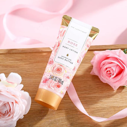 spa luxetique Gift Set For Women, Bath Sets for Women Gift, 8 Pcs Rose Spa Basket Includes Bubble Bath, Shower Gel, Body Lotion, Mom Birthday Gifts, Mother‘s Day Gift, Valentines Day Gifts for Her