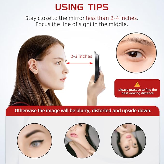 20X Makeup Magnifying Mirror, Round 6inch Travel Magnified Mirror with 3 Suction Cups Mounting, 20X Handheld Travel Magnification and Tweezers Kit, Use for Blackhead/Blemish Removal