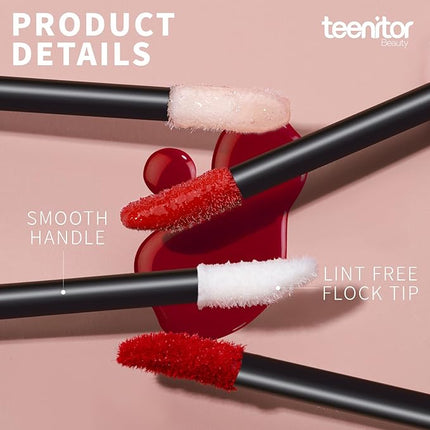 Teenitor 200 Pcs Mascara Wands & Lip Applicators Disposable, Lip gloss Lipstick Tester Disposable Makeup Applicators, Hot Red