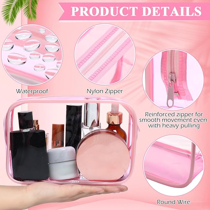 Weewooday 12 Pieces Clear Makeup Bags Cosmetic Storage Bags PVC Zipper Pouches Travel Waterproof Makeup Plastic Case for Women Organizing Toiletries Traveling Bathroom
