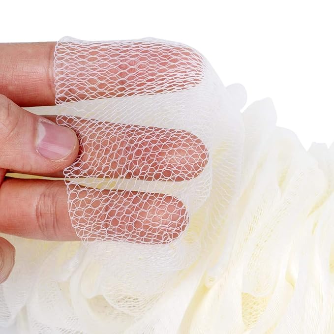 Back Scrubber for Shower,Loofah Long Handle Bath Body Brush,Soft Nylon Mesh Sponge for Shower,Loofah On a Stick for Men Women,Exfoliating Scrub Cleaning Luffa for Elderly(2-Pack, White)