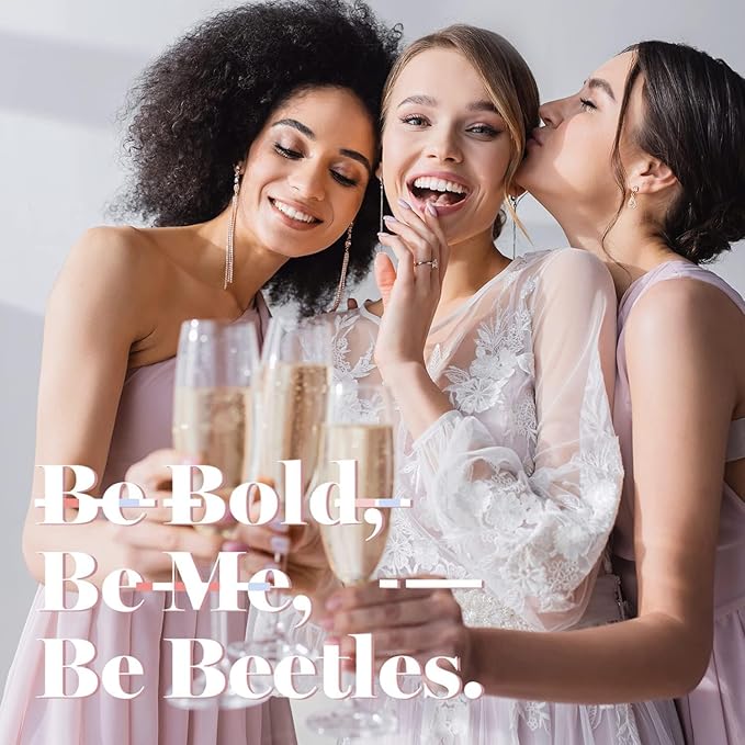 Beetles Romantic Wedding Gel Nail Polish Set 6 Colors Classic French White Soft Pink Glitter Bridesmaid Gel Polish Kit Nail Art Soak Off UV DIY Home Manicure Kit Gifts for Women