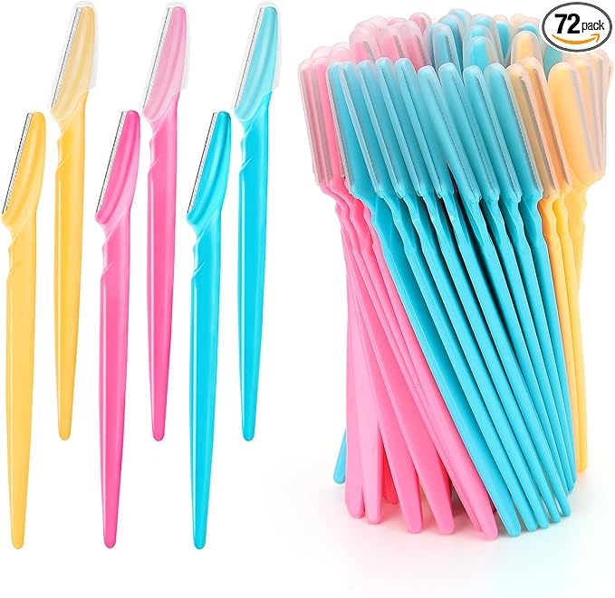 72 Pcs Eyebrow Razor, Face Razors Multipurpose Dermaplaning Tools Eyebrow Trimmer Shaper Shaver Facial Hair Removal for Women Men Body Use