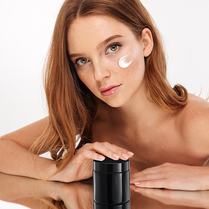 Norme 36 Pcs 4 oz Glass Jars with Lids Leakproof Round Airtight Empty Cosmetic Jars with Inner Liners Lid for Storing Lotions Powder Ointments Candle Making Tins (Black)