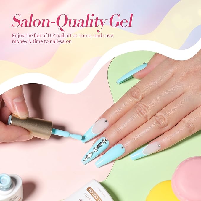Born Pretty Pastel Gel Nail Polish Set Spring Summer Gel Polish Macaron Candy Sweet Color Gel Polish Easter Soft Pink Yellow Purple Blue Green Colors Collection Nail Art Gift Box 7ML 6PCS