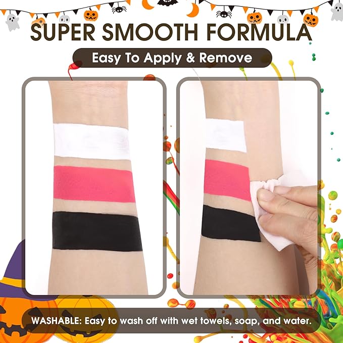 BOBISUKA White Face Body Paint Liquid Texture Washable Non Toxic Facepaint Fast Drying Foundation Makeup for Halloween Clown Skeleton Skull Cosplay SFX Costume Party Large Capacity(130ml)