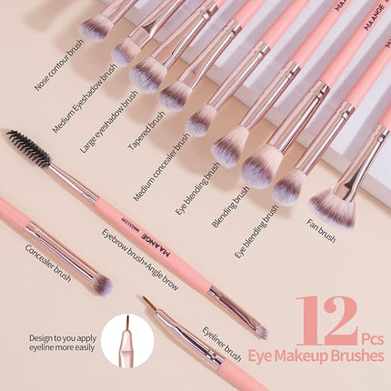 Makeup Brush Set, MAANGE 18 Pcs Premium Synthetic Makeup Brushes Set Soft Foundation Powder Eyeliner Eye Shadow Make up Brushes Professional (Pink)