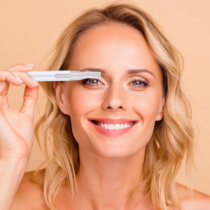 Chumia 2 Pcs Electric Eyebrow Trimmer Women Precision Face Razors Mini Shaver with Comb Christmas Women Gift Battery Operated Personal Epilator for Face Neck Fuzz Lips Leg(White, Pink)