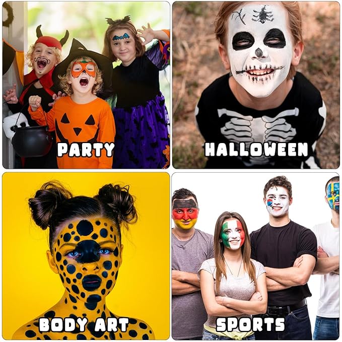 Bowitzki 14 Colors Face Body Paint Set Cream Makeup 20ml Water Based Face Painting Special Effects For Adults Children Kids Halloween Christmas Party Stage Cosplay 0.7OZ Each