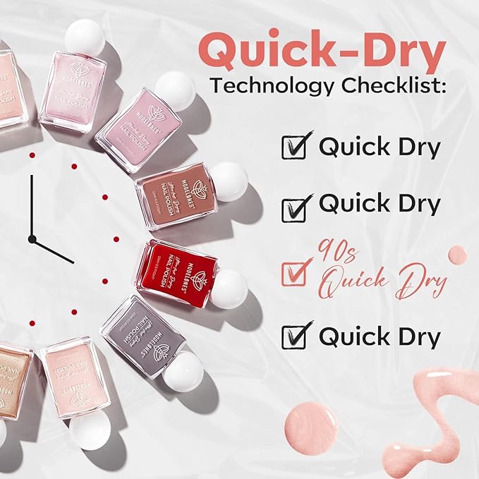 modelones Shimmer Pink Nail Polish, 15 ml Peachy Pink Iridescent Quick Dry Nail Lacquer Strengthener Long Last Shine Fingernail Toe Nail Art DIY Home Travel Manicure Gift for Women Girls 0.5 Fl Oz