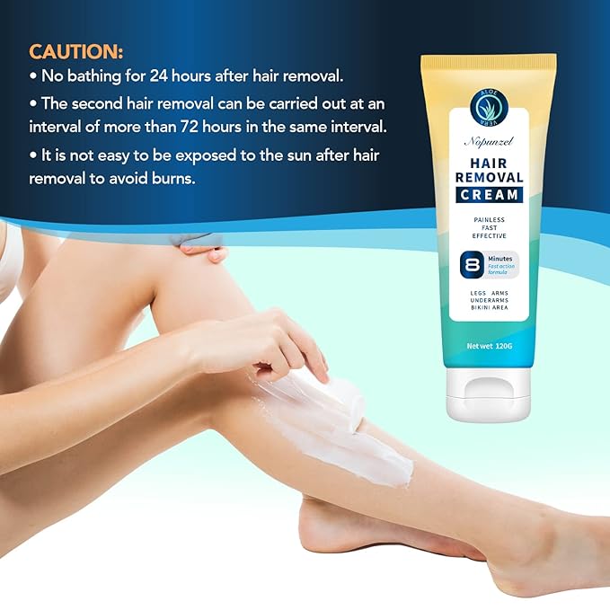 Hair Removal Cream: Hair Remover for Women and Men - Sensitive Intimate Hair Removal - Painless Depilatory Cream - Private Areas Pubic Areas Bikini Body Legs Arms Underarms - All Skin Types - 120g