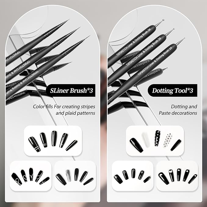 Nail Art Brushes 8pcs Nail Brush For Nail Art With Nail Art Liner Brush and Dotting Pen for Gel Polish Design, French Tips, Detailed Painting, Dotting