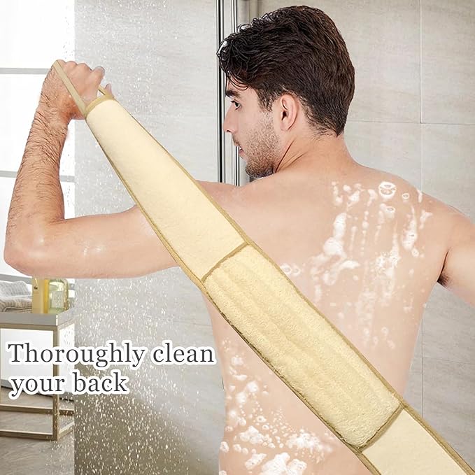 50 Inch Extra Long Exfoliating Natural Loofah Back Scrubber Loofah Sponge Back Scrubber for Shower for Men Women