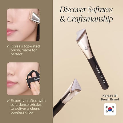 Piccasso Brush Korean Foundation Spatula – Professional Stainless Steel Makeup Tool for Thin, Seamless Foundation & Cream Blending (Tapping Cover)