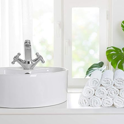 Softolle 100% Cotton Washcloths 24 Pack (12x12 Inches) Soft, Highly Absorbent Washcloth, Face Towels, Wash Cloths for Face, Ring Spun, Bulk Pack (White)