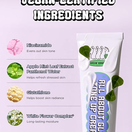 CHASIN' RABBITS All About Glow Tone-up Cream 1.69 fl. Oz, Natural Makeup Base, No Makeup Natural Look, Glow Skin, Long-Lasting Hydrating, Soft Texture, Vegan, Face & Body, K Beauty