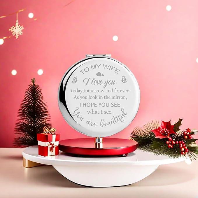 Valentines Day Mirror Gifts for Her Wife, Gift for Wife from Husband to My Wife Compact Mirror, Romantic Gifts for Wife Birthday, Wedding Anniversary, Valentine's Day, Mother's Day