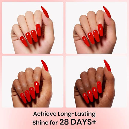 Beetles Red Gel Nail Polish Set 3Pcs 15ml – Cherry Red Soak Off UV/LED Gel, Long-Lasting High Gloss & Holiday Nail Colors, Salon Quality DIY Nails at Home