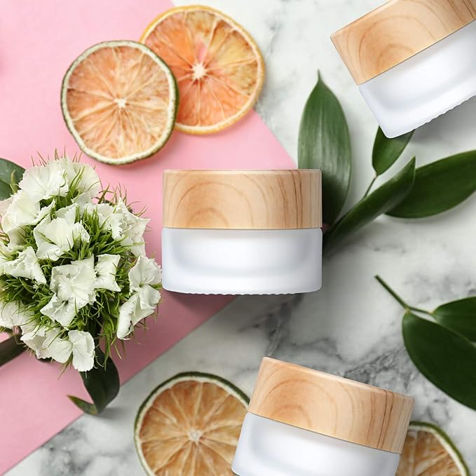 Geiserailie 10 Pieces Glass Cosmetic Containers Empty Sample Jars with Leak Proof Lids Makeup Sample Containers for Lotion Cream Cosmetic (5 Gram)