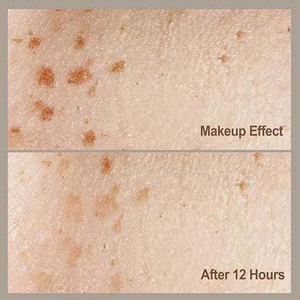 MAYKOO Freckle Pen Natural Lifelike Freckle Stamp, Waterproof Fake Freckles Cushion Long Lasting Quick Dry, Get Sun-kissed Faux Freckles Marker Makeup in One Press, Dark Brown, 15g