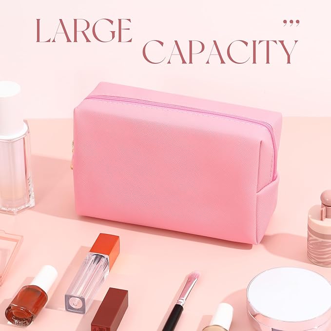 Kigeli 15 Pcs Aesthetic Makeup Bags PU Leather Cosmetic Pouches Waterproof Plain Toiletry Bags Makeup Pouches Bulk for Women Party Gift Travel Storage Organizer(Pink Series)