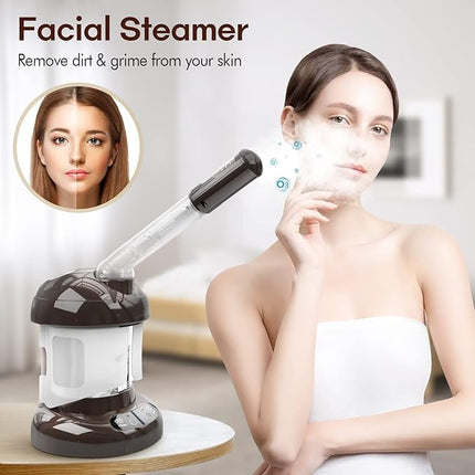 Hair Steamer Kingsteam 2 in 1 Ozone Facial Steamer, Design for Personal Care Use at Home or Salon Barber (Coffee)