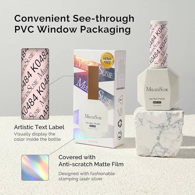 MelodySusie Hema Free Gel Nail Polish, 0.5 Fl Oz Thick White Nude Pink Gel Polish, Non-Toxic, Long Lasting, Soak Off UV Nail Polish, Manicure Nail Design Salon DIY Nail Art at Home K0484