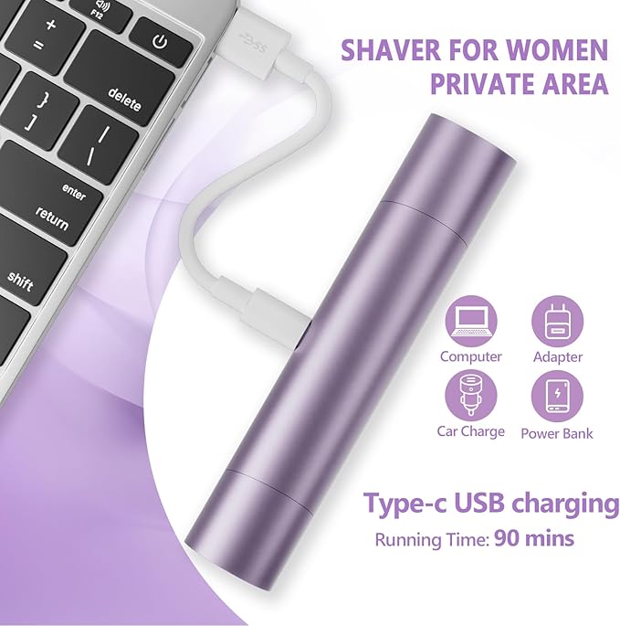 2 in 1 Womens Razors Shaver Bikini Tnimmer, Women Electric Razors for Shaving Underarms Leg Pubic Facial Hair Removal for Waterproof Wet and Dry IPX8