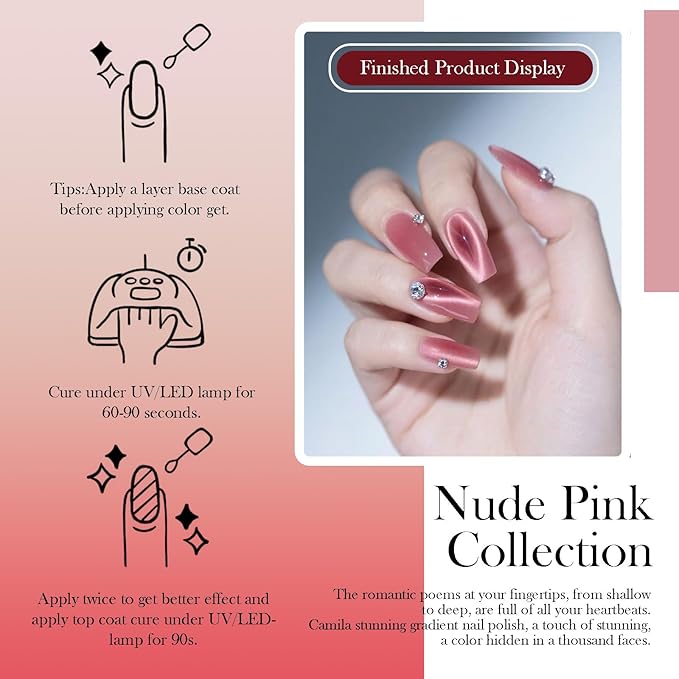 CAMILA ¿ 6pcs 15ml Gel Polish Set Red Pink Nude Green Yellow Gel Nail Polish Kit Soak Off Gel Polish Manicure Salon For Women C Set