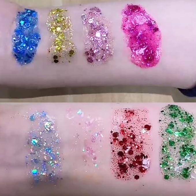 St Patricks Day Accessories Green Face Glitter Gel,St Patrick's Day Outfit for Women,Hair Glitter Green Face Paint Singer Concerts Festival Body Glitter,Sequins Face Glitter Makeup,50 ML