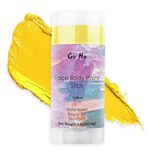 Go Ho Water Based Yellow Face Body Paint Stick,Non-Toxic Face Painting,Easy-to-use Facepaint for Halloween Cosplay SFX Minions Costume Makeup,0.63oz