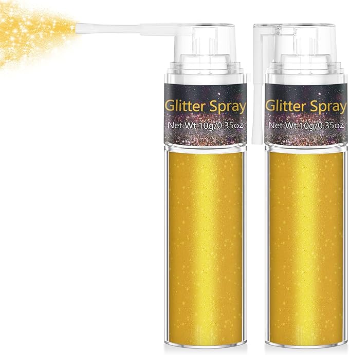 Hair and Body Glitter Spray, 1PC Gold Hair Glitter Extra Fine Face Shimmer Powder for Clothes, Festival Loose Sparkle Powder for Rave Clothes Nail Art Easter Halloween Crafts (Gold)
