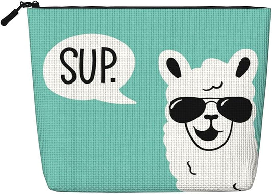 MOLAIGIN Funny Sup Llama Cosmetic Bag For Women, Travel Makeup Bag, Toiletry Zipper Bag, Large Capacity Aesthetic Cases