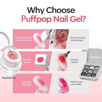 modelones Pat Paint Gel Nail Polish, 2 Colors Soak Off UV Patting Gel Polish Pigmented Colors for Ombre & Gradient & Blush Blooming & French Tip Nail Art, Ivory Blush