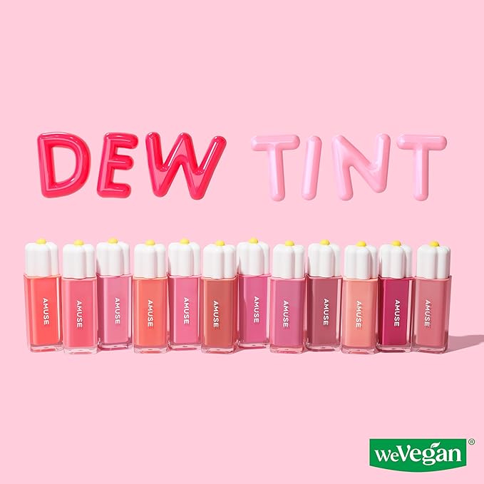 Amuse SEOUL Daisy Flower Dew Tint 10 PEACH BUNNY | 35% High-moisture Water Tint, Long-lasting, Vitamin E, Moisturizing, No Peel Off, Lip Treatment, Non Sticky, Korean Lip Tint for Dry Lips