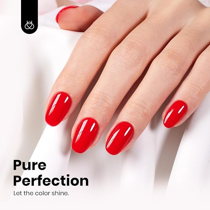 Beetles Red Gel Nail Polish - Hema Free Crimsom Harmony Gel Classic Red Gel Polish Soak Off Uv LED Nail Lamp 15ml DIY Home Manicure Salon Gift for Women
