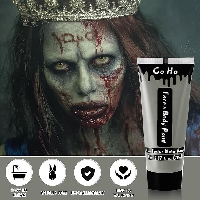 Go Ho Zombie Makeup Face Body Paint Washable(2.37 oz),Water Based Cream Face Paint,Vampire Zombie Full Body Paint for SFX Cosplay Costumes Festivals Halloween Makeup