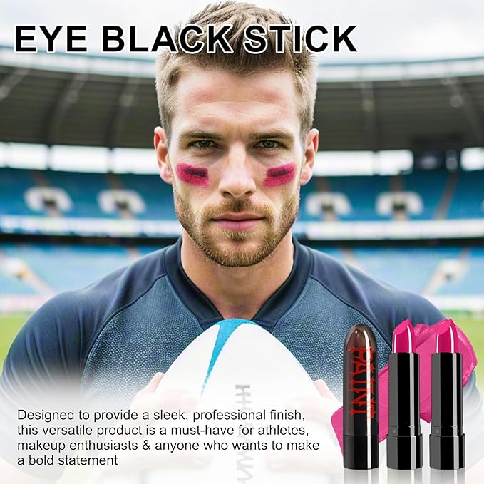 2 Pcs Pink Eye Black Softball Football Baseball Lacrosse, Cream Face Body Paint Stick Halloween SFX Makeup Kit, Long Lasting Eyeblack Sticks for Sports Special Effects