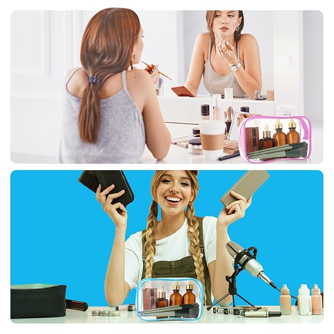 Weewooday 12 Pieces Clear Makeup Bags Cosmetic Storage Bags PVC Zipper Pouches Travel Waterproof Makeup Plastic Case for Women Organizing Toiletries Traveling Bathroom