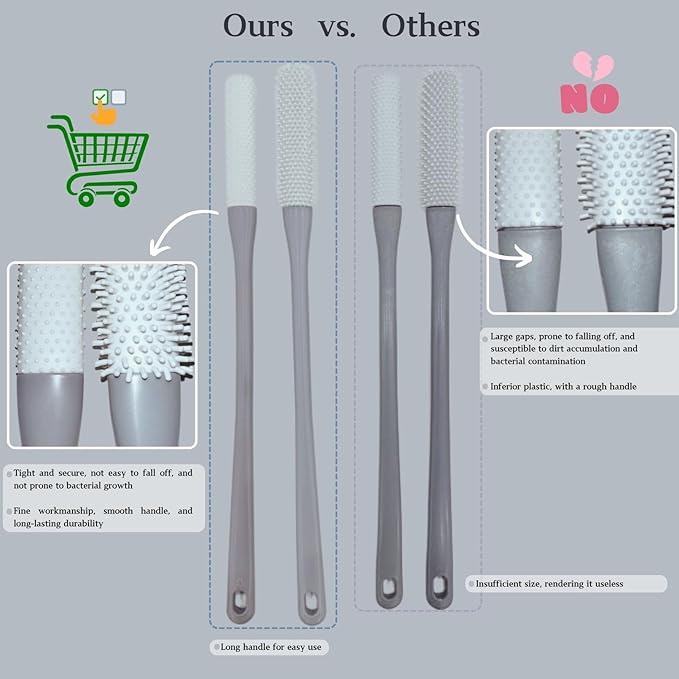 Toe Cleaning Brush with 15.7" Long Handle,Shower Foot Scrubber,No Bending, Ideal for Seniors, Expecting Mothers, Men & Women | Foot Scrubber & Anti-Itch Exfoliating Brush (2 Pack) (Pink)