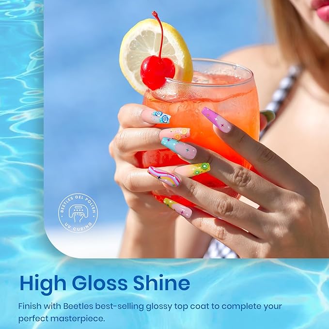 Beetles Gel Nail Polish Set, Halloween Gel Nail Polish, 6 Colors Orange Blue Pink Green Soak Off UV Manicure Kit DIY Nail Art for Women Pool Party Holiday