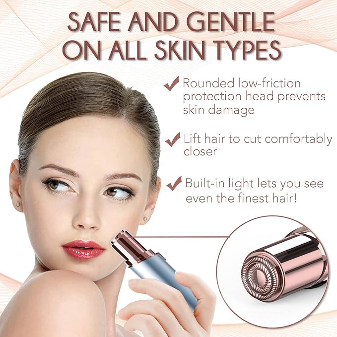 Facial Hair Removal for Women(as seen on tv), Gurelax Facial Hair Remover, Electric Face Shaver, Painless Hair Removal Device for Lip, Chin with 2 x Replacement Heads