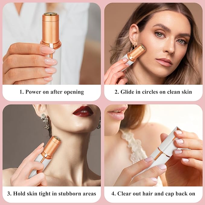 Facial Hair Removal for Women Men，Electric Painless Hair Removal Device Included 2 x Replacement Heads，USB Rechargeable Lady Womens Face Shaver for Lip，Chin，Arms Easy to Carry (White)