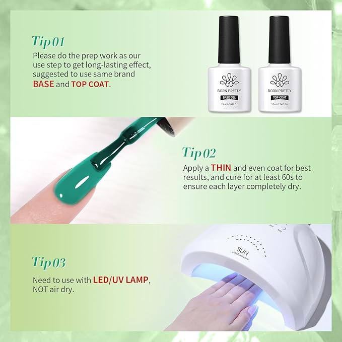 Born Pretty Green Gel Nail Polish, Christmas Carnival Evergreen Gel Nail Polish Set, Glitter Green Sparkle Gel Polish Nail Art Varnish Manicure Collection St. Patrick's Day 6PCS