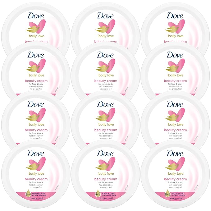 Dove Lotion, Beauty Cream - Light, Fast-Absorbing Face and Body Cream for Normal to Dry Skin, 24-Hour Moisture, Travel Size, 2.53 Fl Oz (Pack of 12)