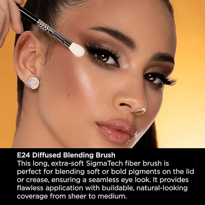 Sigma Beauty Professional E24 Diffused Blending Brush – Professional Eyeshadow Brush for Seamless Eyeshadow Blending, Softens Dramatic Edges & Harsh Lines for a Well Blended Effect (1 Brush)